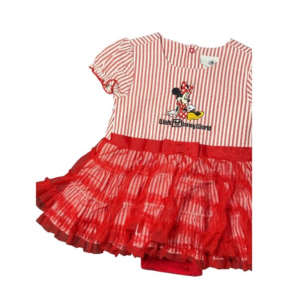 Disney Parks Minnie Mouse 12‑18M Red White Striped Ruffle Tutu Dress Girls - Picture 2 of 10